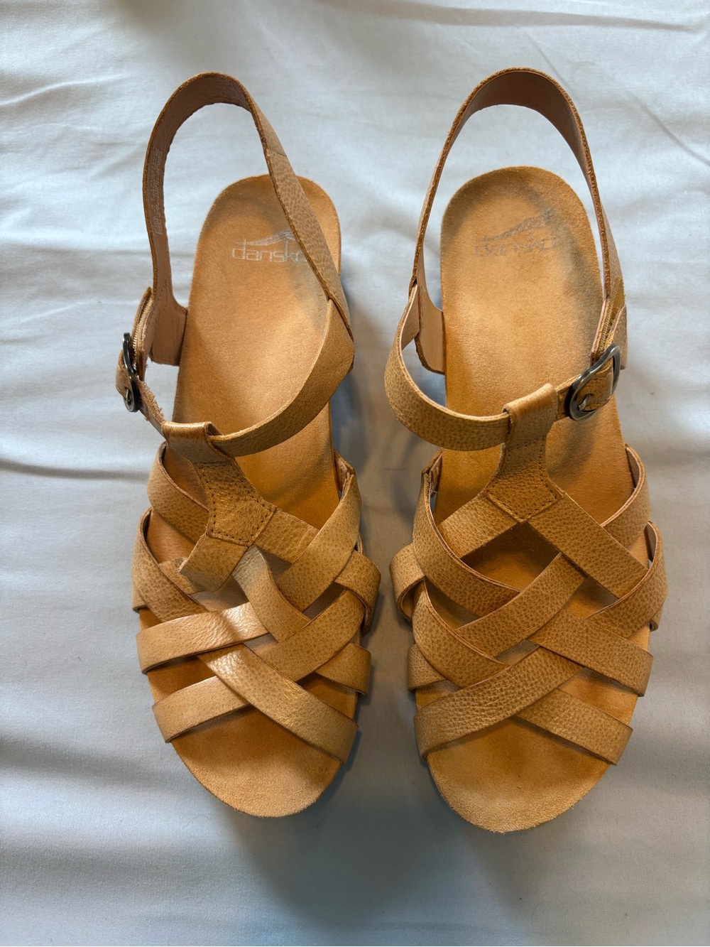 Dansko Woven Leather Slingback Sandals in Tan